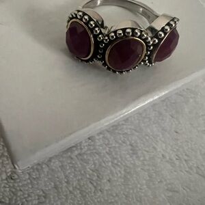 Elegant Silver Ring with Deep Purple Accents